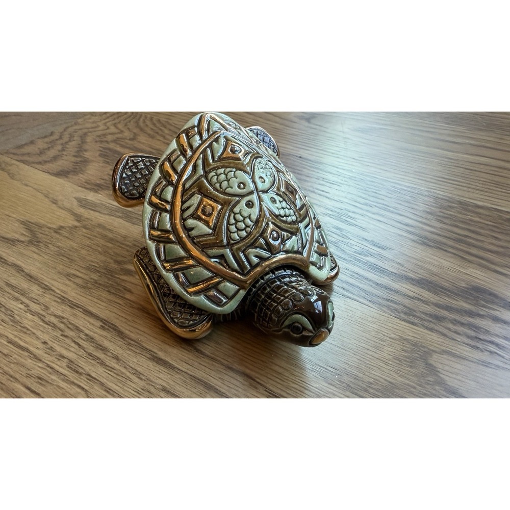 Vintage De Rosa Rinconada Turtle Ceramic Trinket Box 4in Handmade Uruguay